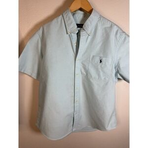 Ralph Lauren Shirt Men's XL Baby Blue Short Sleeve Pony 100% Cotton